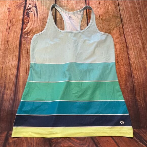 Gap Gapfit Green Blue Yellow Striped Tank Top Size M Preowned - Picture 3 of 7
